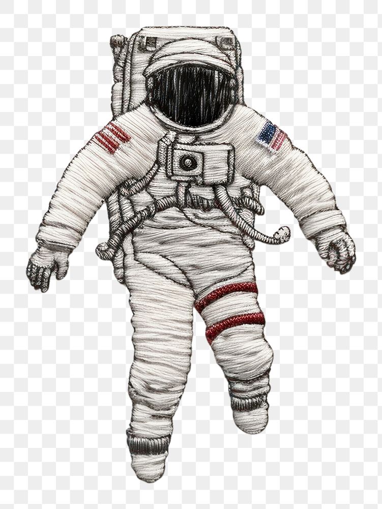 PNG The astronaut in embroidery style drawing sketch illustrated.