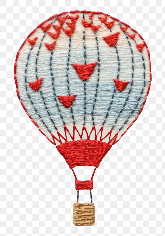 PNG The balloon in embroidery style needlework aircraft vehicle.