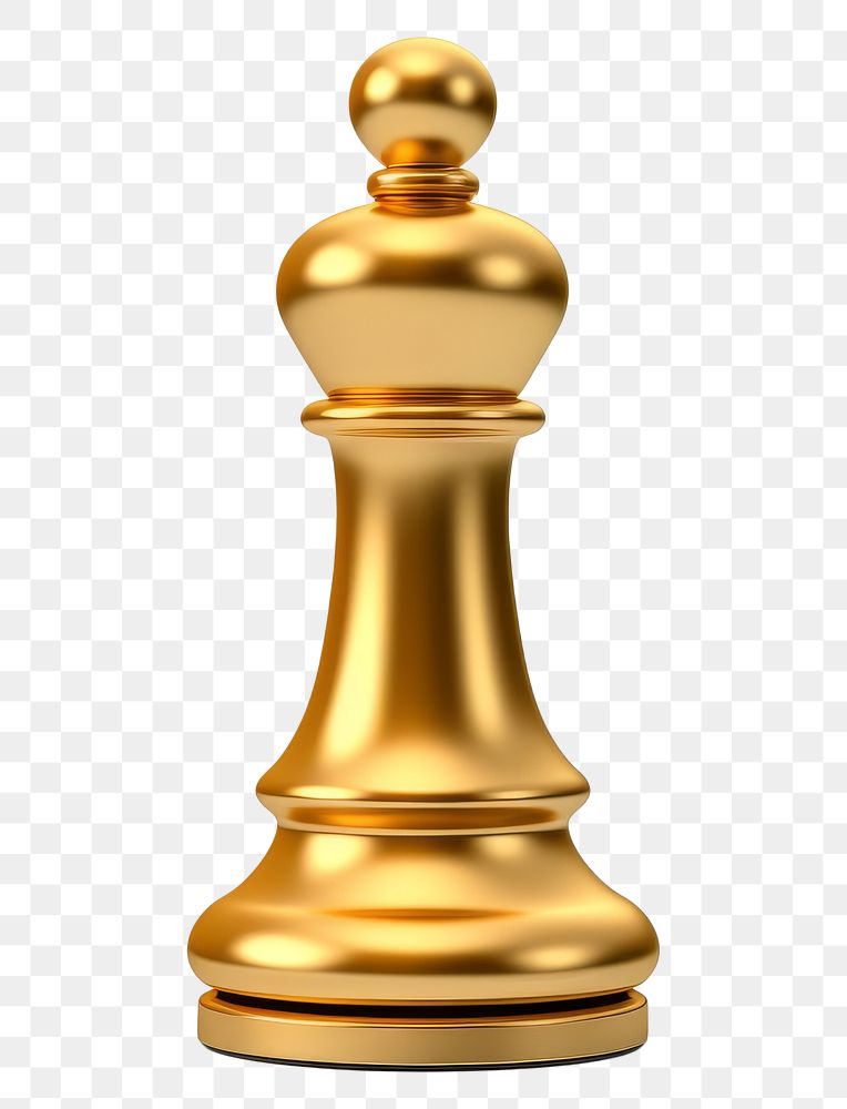 PNG A pawn chess piece gold game white background.