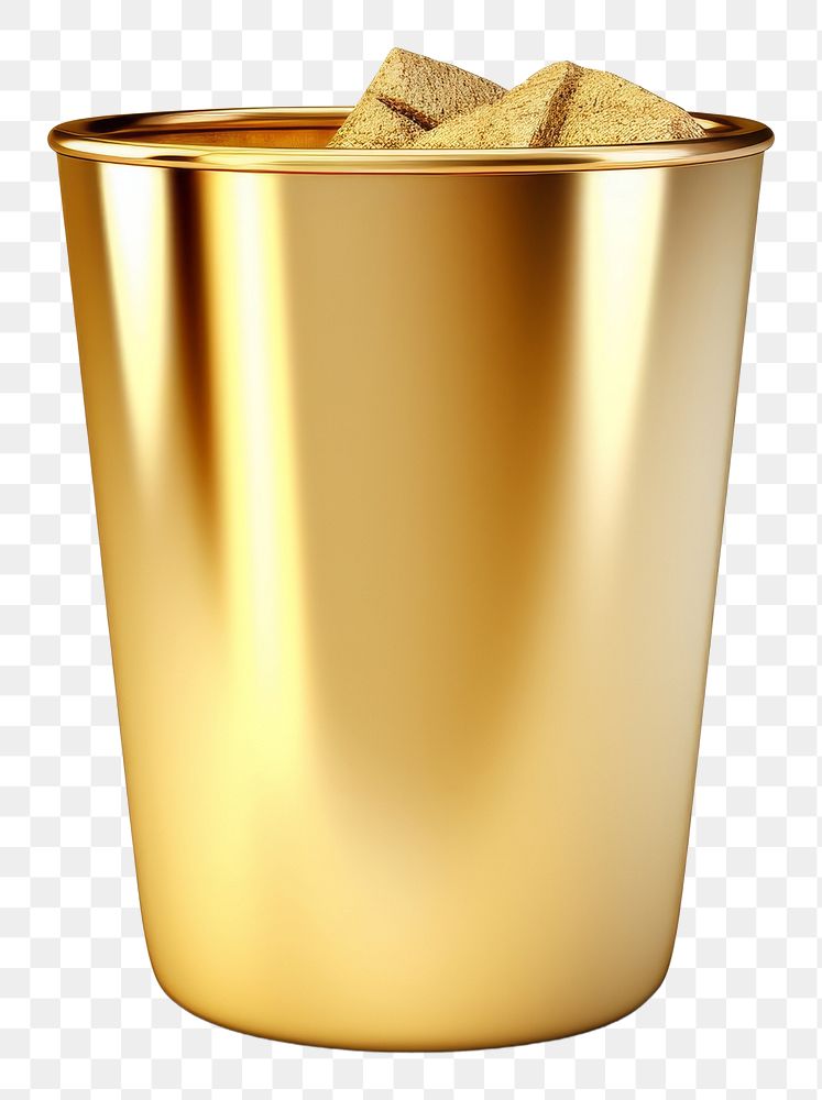 PNG A recycle bin gold white background flowerpot.