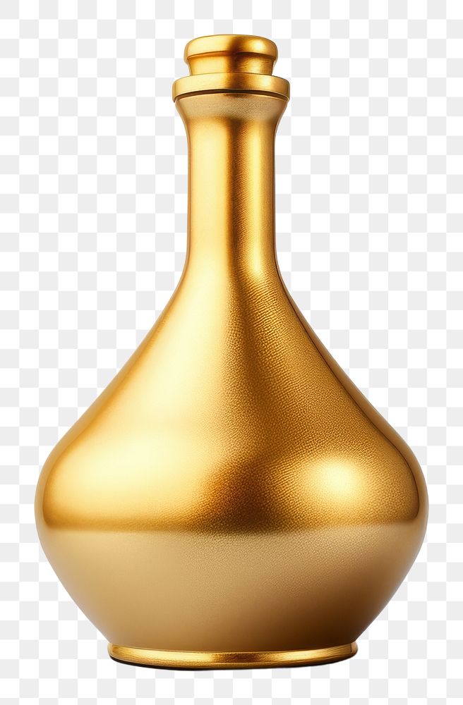 PNG Bottle shiny gold vase.
