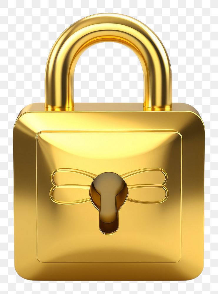 PNG Lock icon gold white background protection.