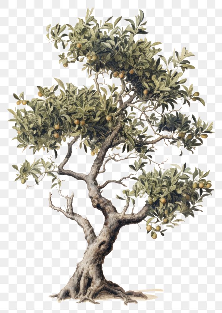 PNG Botanical illustration of a tree plant art outdoors.