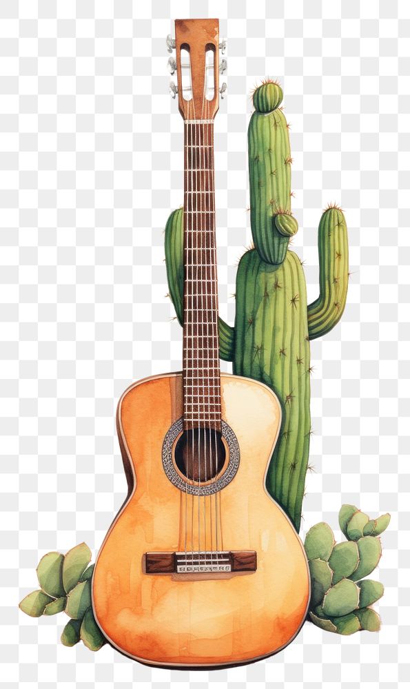 PNG Cactus guitar creativity cartoon.