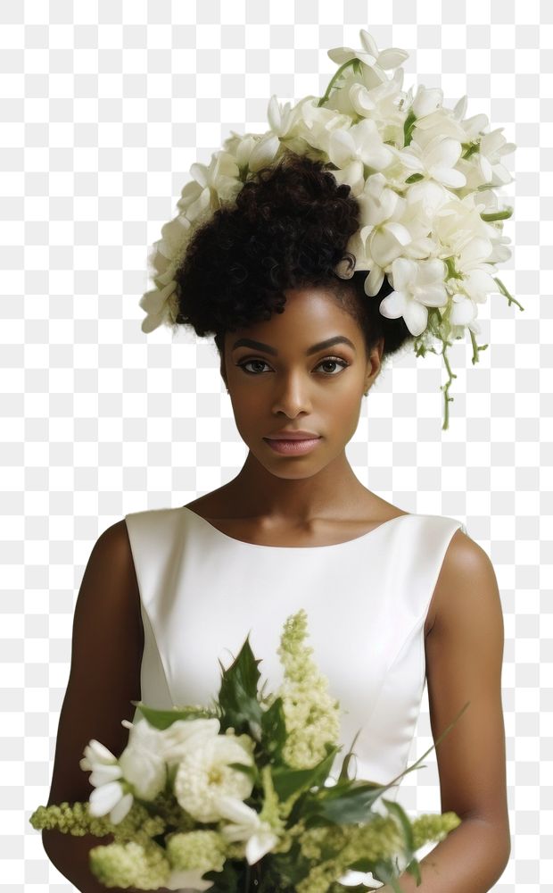 PNG African american woman in wedding photography portrait fashion.