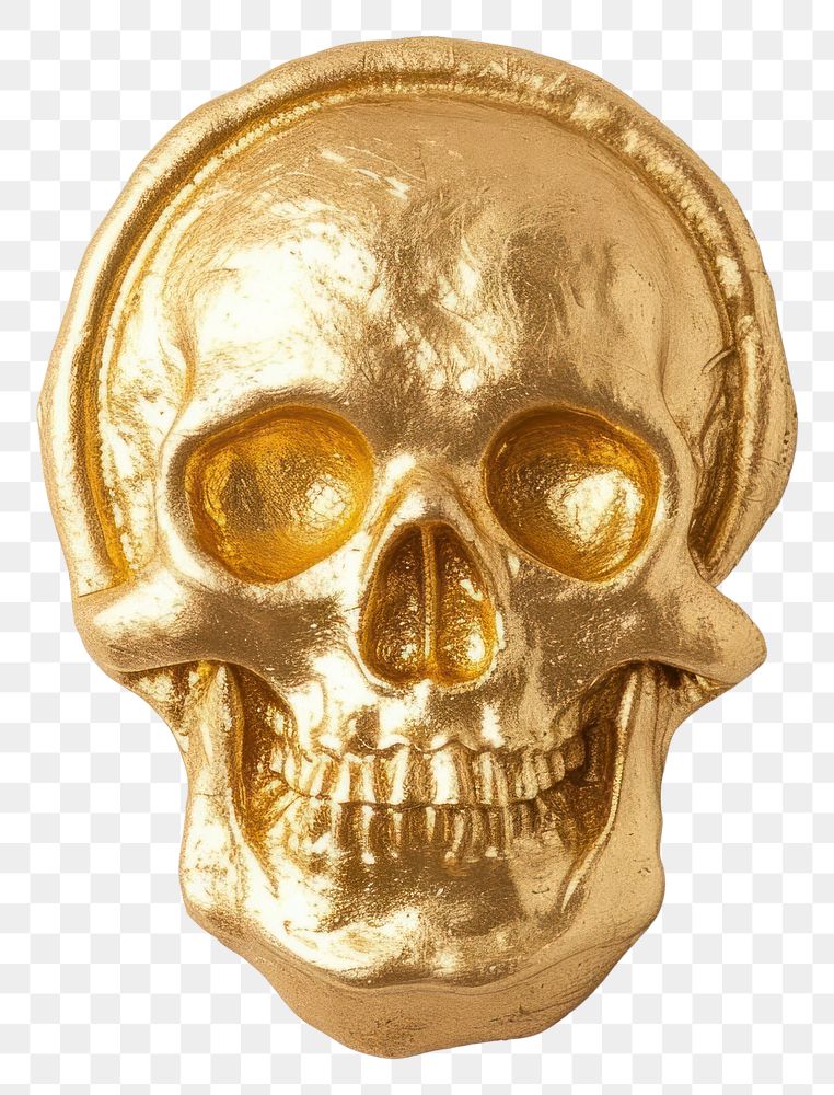 PNG Seal Wax Stamp pirate skull gold jewelry bronze