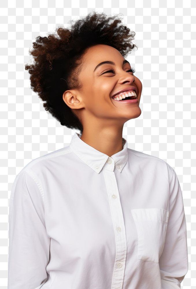PNG Laughing smile adult hairstyle.