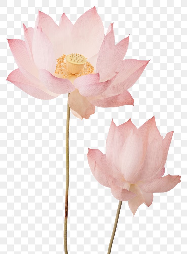 PNG Real Pressed white and pink lotus flowers blossom petal plant.