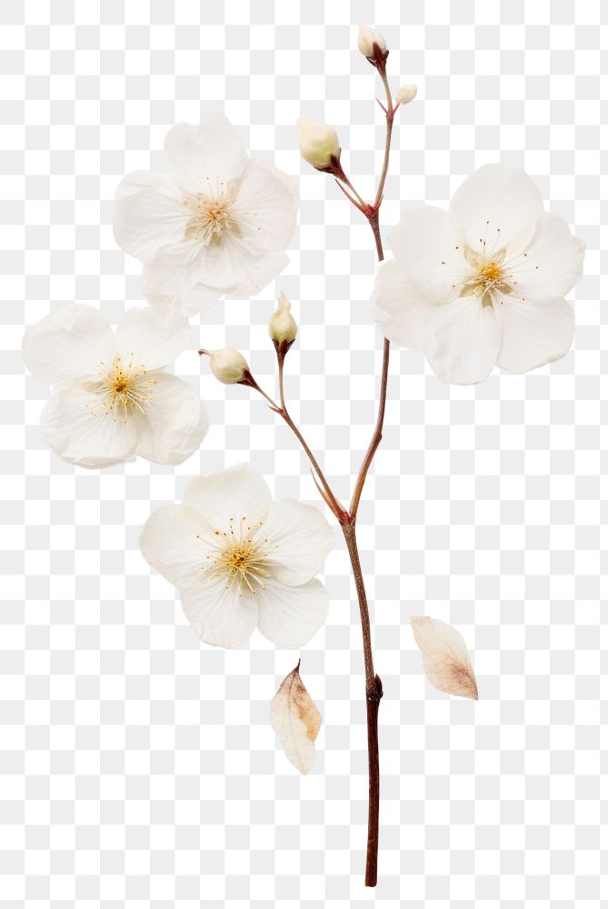 PNG Real Pressed white cherry blossom flower petal plant