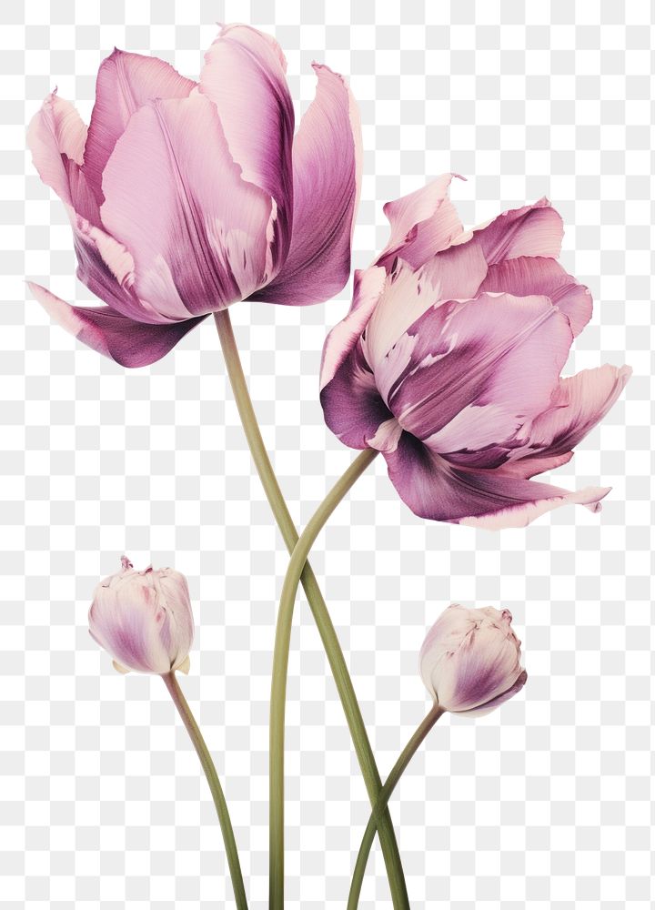 PNG Real Pressed purple and pink tulip flowers blossom petal plant.