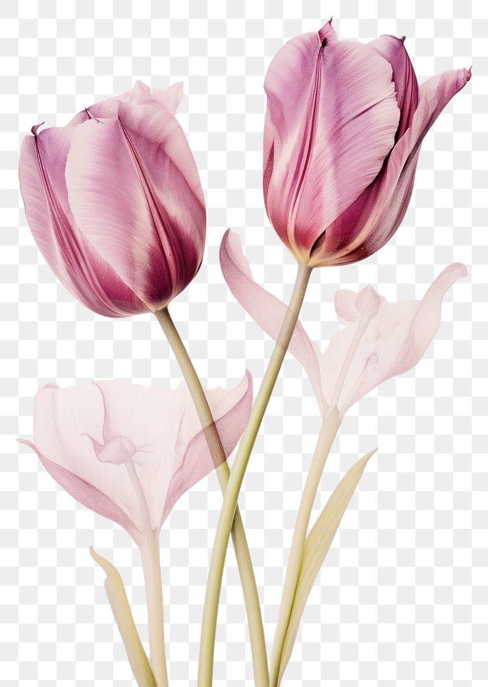PNG Real Pressed purple and pink tulip flowers petal plant inflorescence