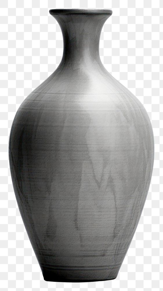 PNG  Grey vase monochrome pottery white background. AI generated Image by rawpixel.