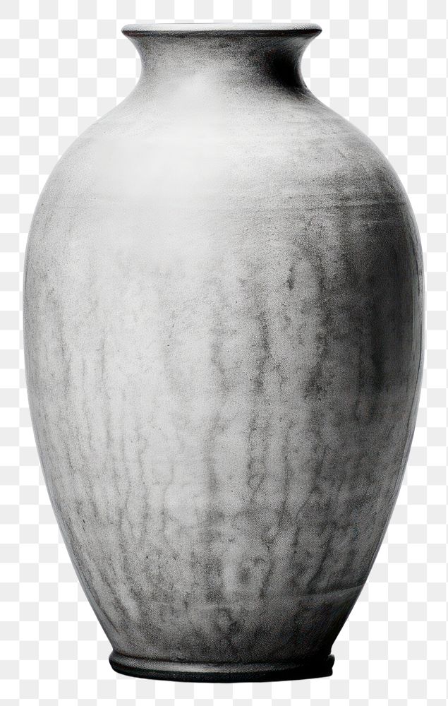 PNG  Grey vase monochrome porcelain pottery. AI generated Image by rawpixel.