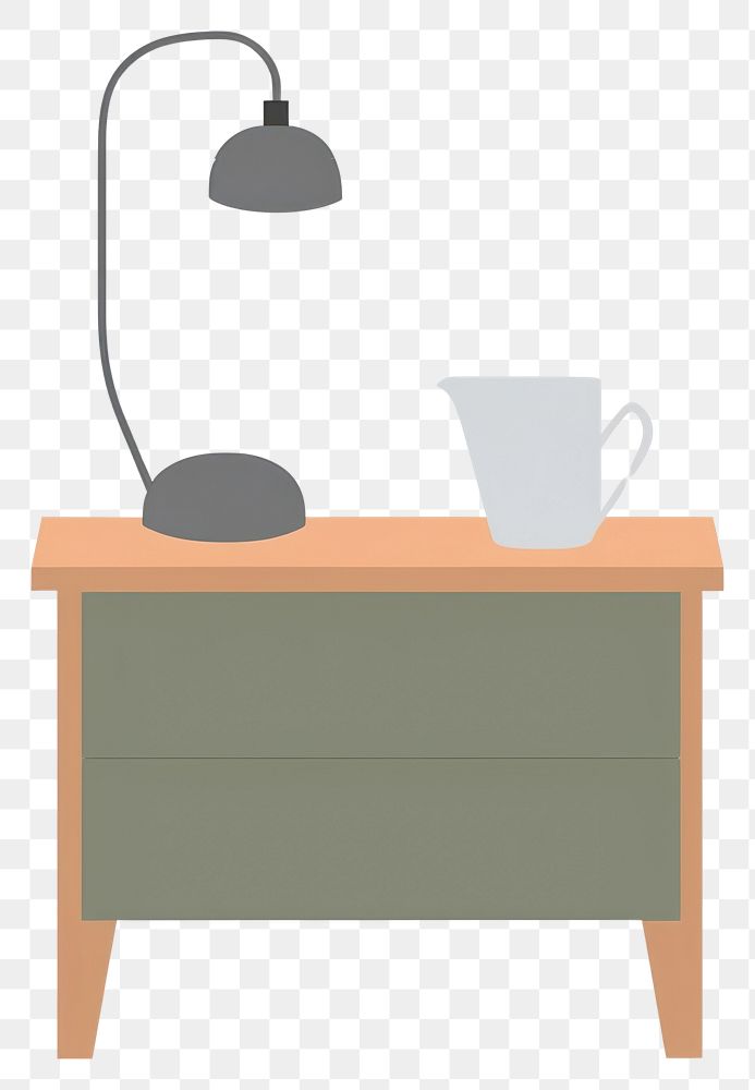 PNG  Illustration of bedside cabinet lamp furniture table.