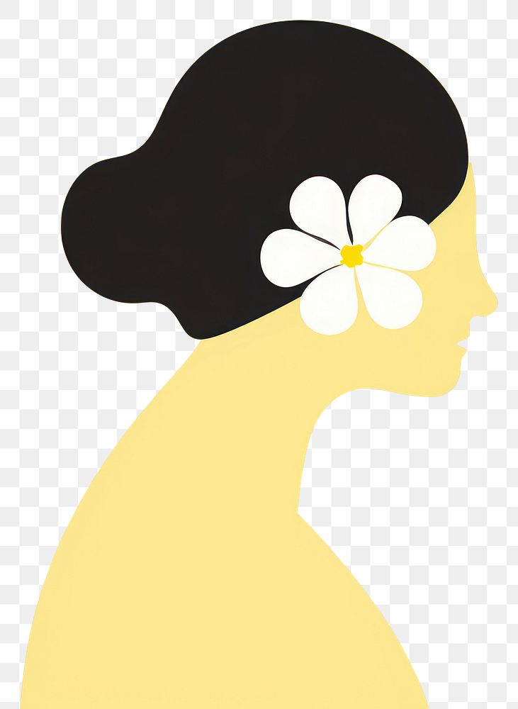 PNG  Illustration of woman icon with flower art hairstyle portrait.