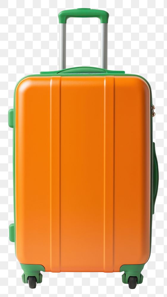 PNG  Orange and green suitcase luggage white background architecture. AI generated Image by rawpixel.