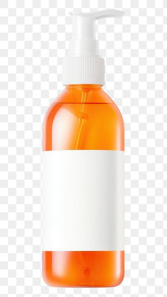 PNG Bottle of orange cosmetic moisturizer bottle cosmetics white background.