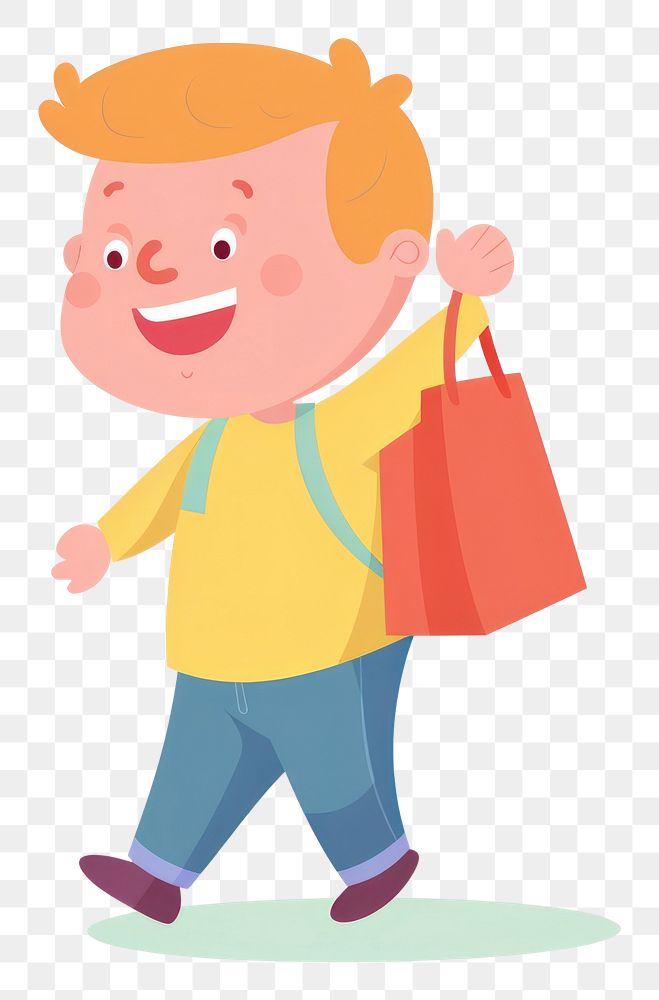 PNG Child carrying bag cute white background consumerism. AI generated Image by rawpixel.