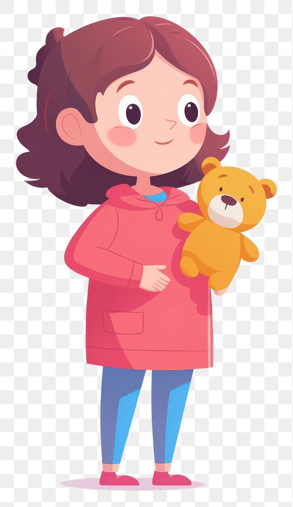 PNG Girl wearing pajamas holding cartoon cute. AI generated Image by rawpixel.