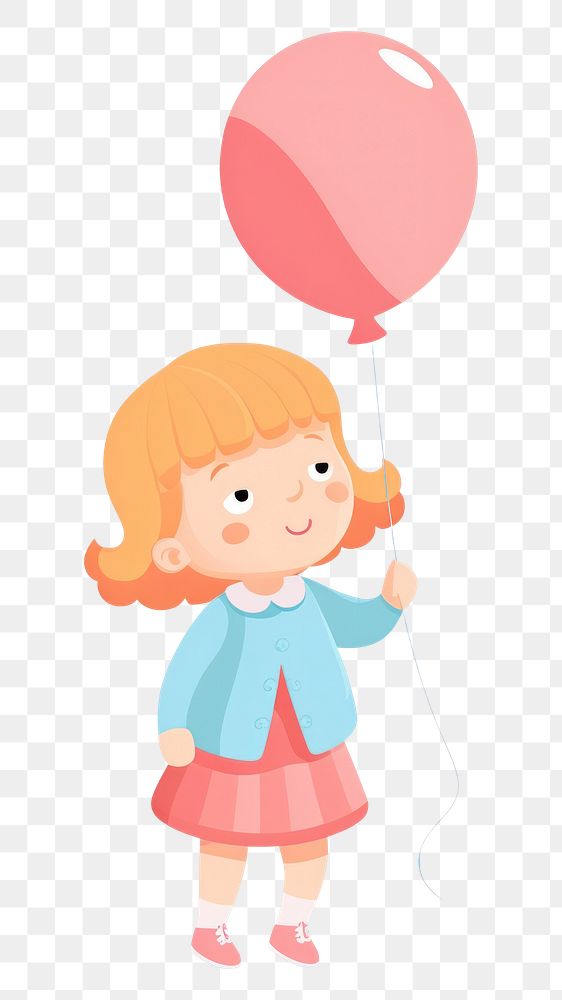 PNG Girl holding a balloon cute white background celebration. AI generated Image by rawpixel.