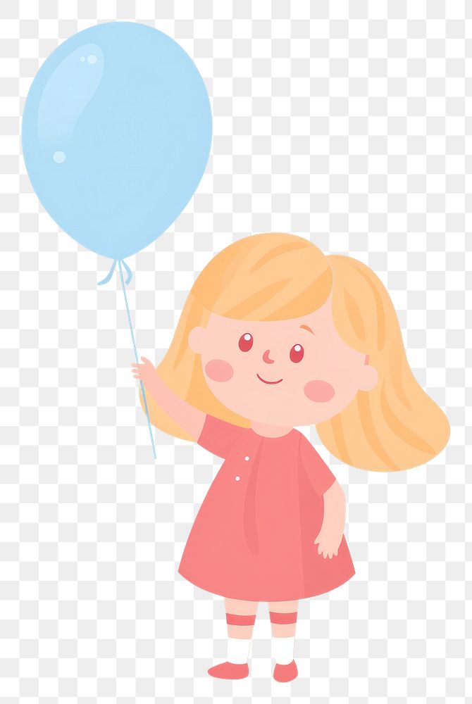 PNG Girl holding a balloon cute celebration anniversary. 