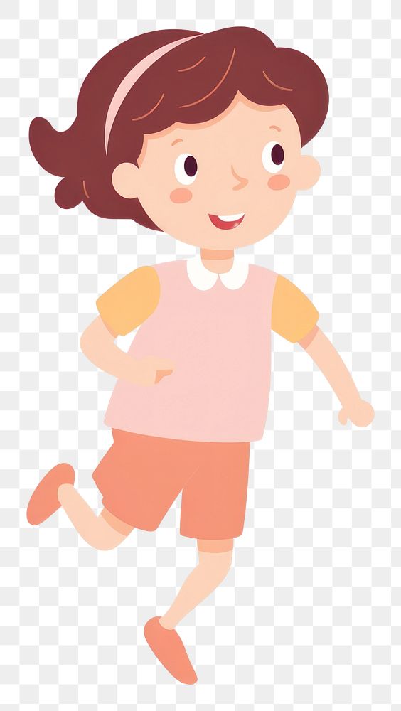 PNG Girl running cartoon shorts cute. AI generated Image by rawpixel.