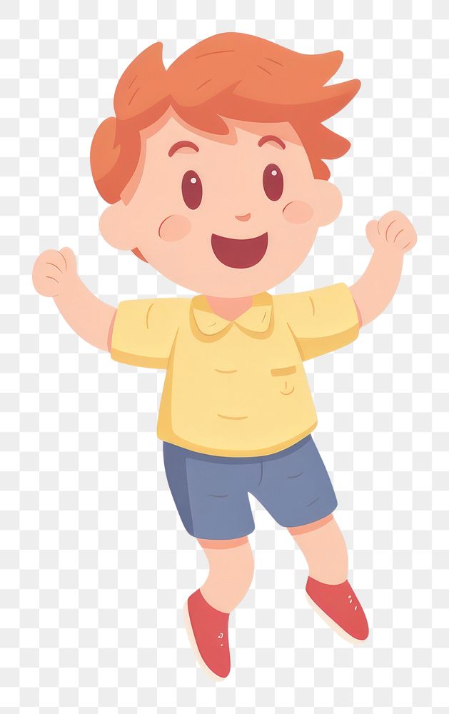 PNG Happy jumping boy cartoon cute white background. AI generated Image by rawpixel.