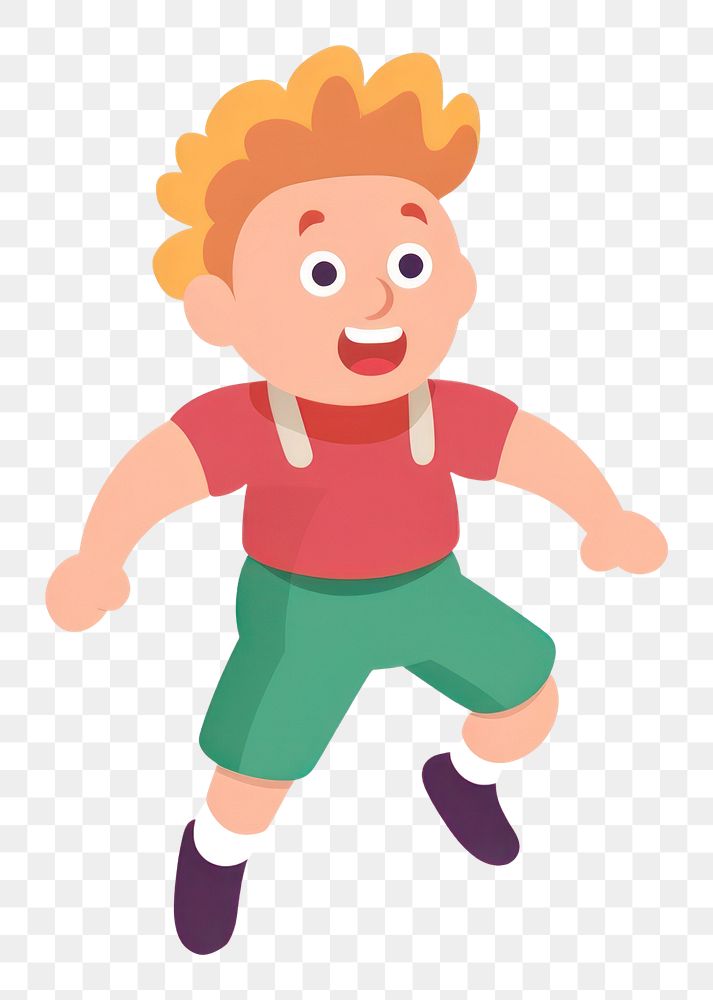PNG Jumping boy cartoon child white background. AI generated Image by rawpixel.