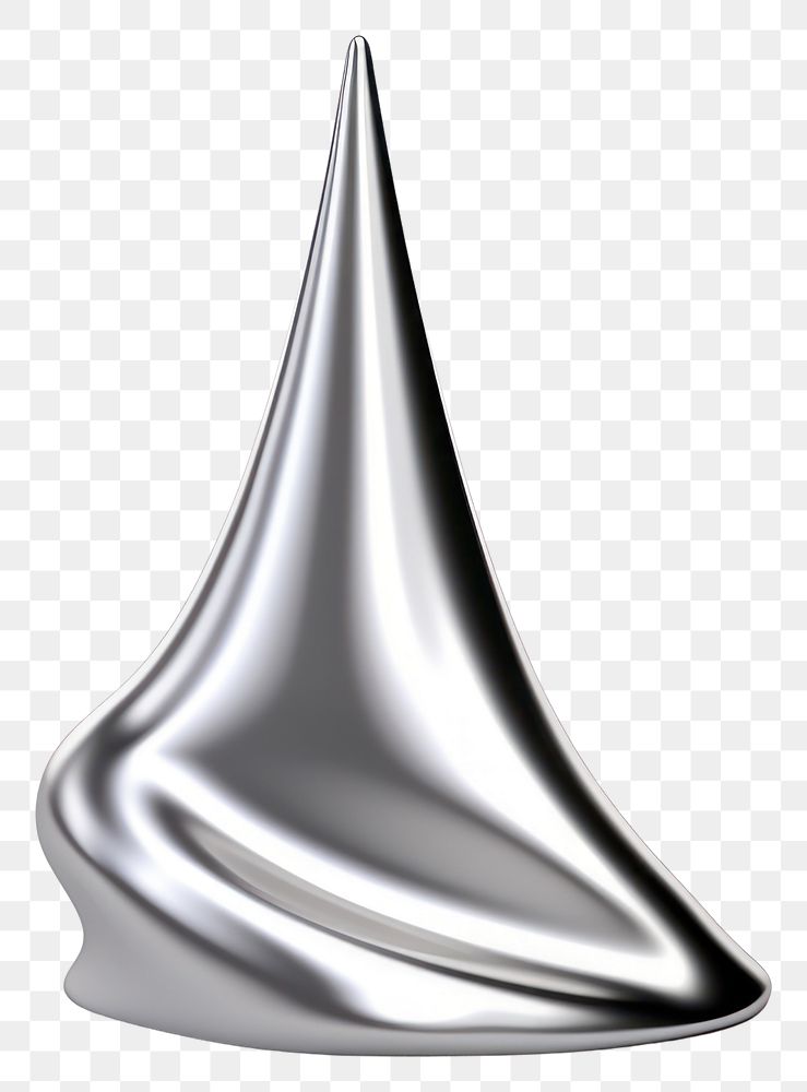 PNG 3d render of cone shape metal white background simplicity.