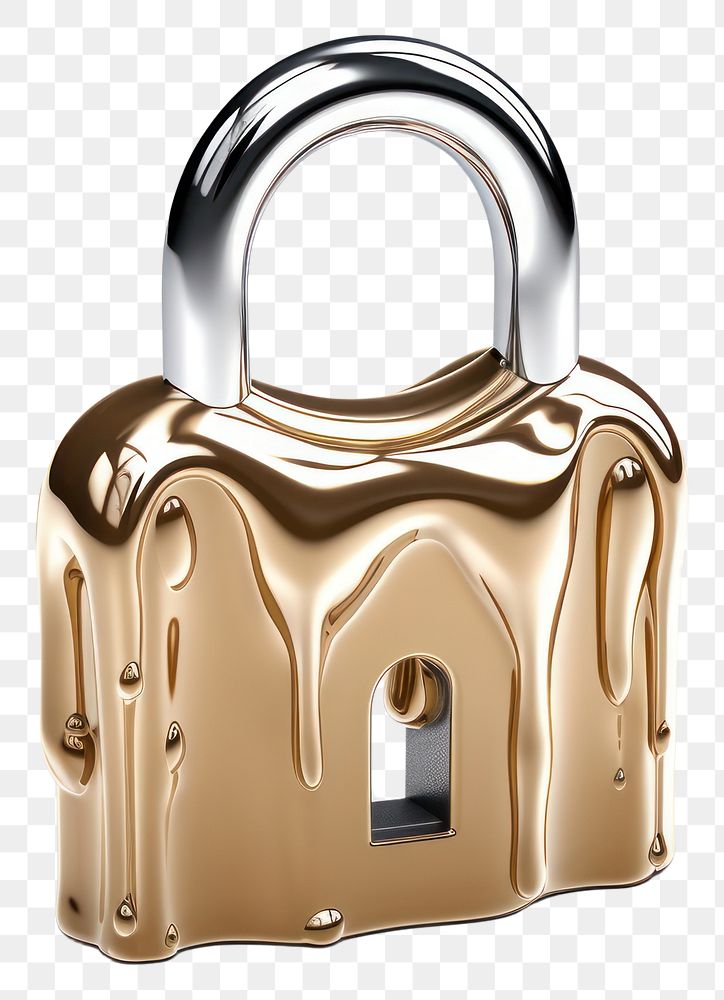 PNG 3d render of key padlock metal white background architecture.