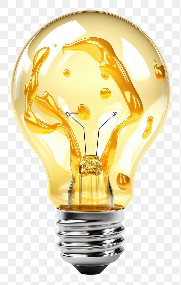 PNG 3d render of lightbulb white background electricity illuminated.