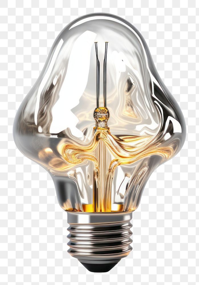 PNG 3d render of lightbulb metal electricity illuminated.