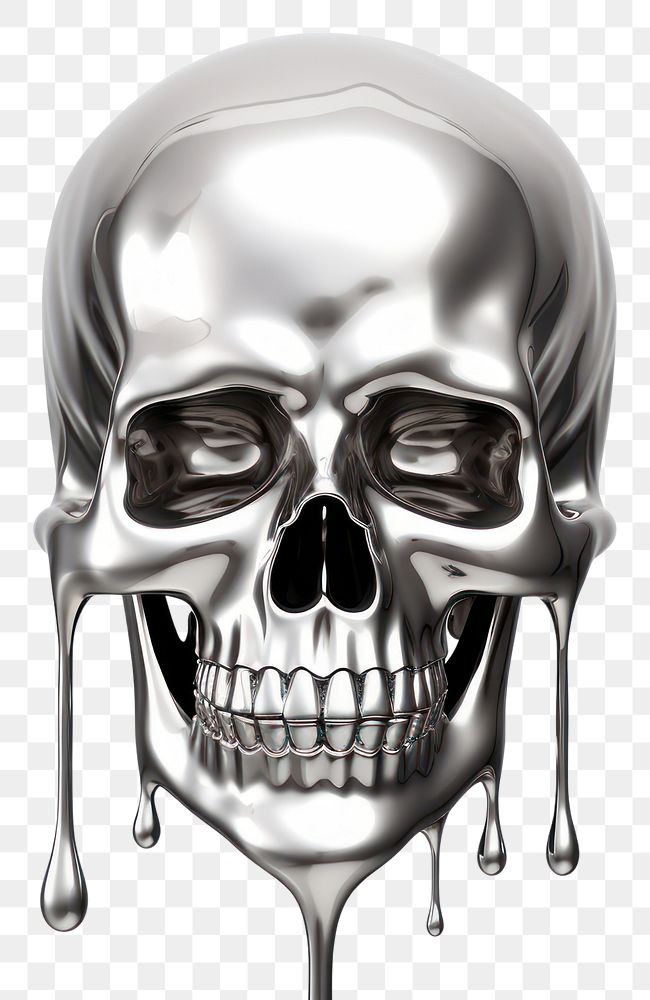 PNG 3d render of skull monochrome cartoon drawing