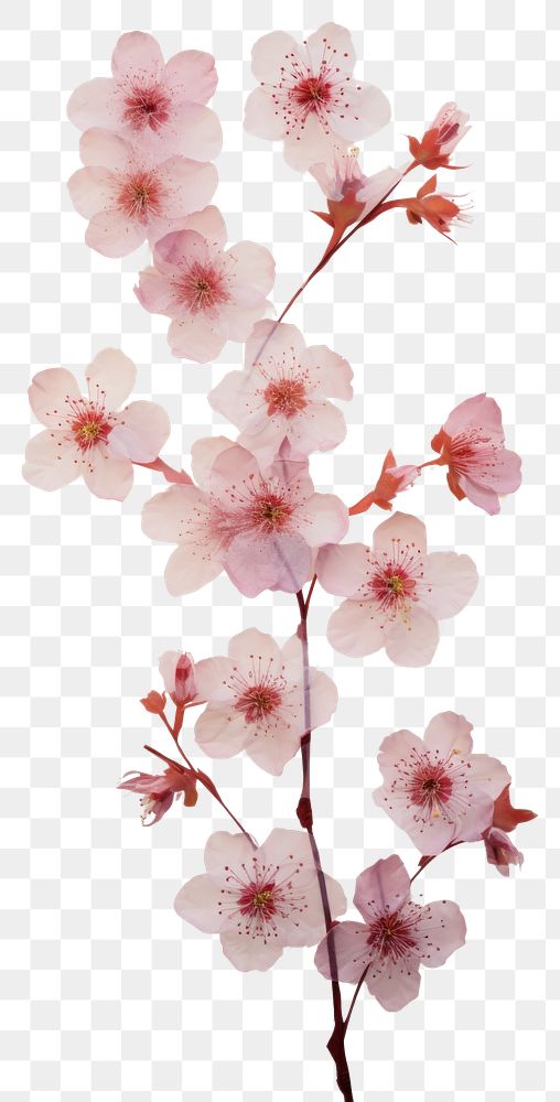 PNG Real pressed cherry blossom flowers plant petal wall. AI generated Image by rawpixel.