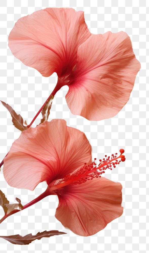 PNG  Real pressed hibiscus flower petal plant.