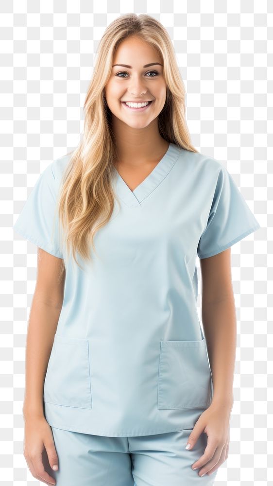 PNG Nurse smiling blouse white background.