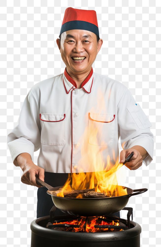 PNG Chef cooking food fire.