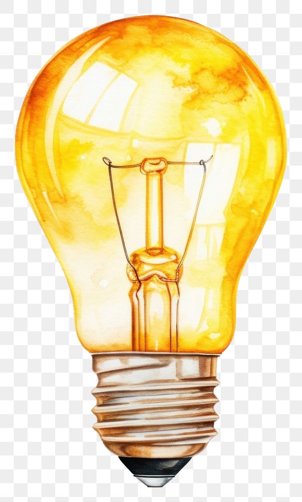 PNG Light bulb lightbulb yellow white background.