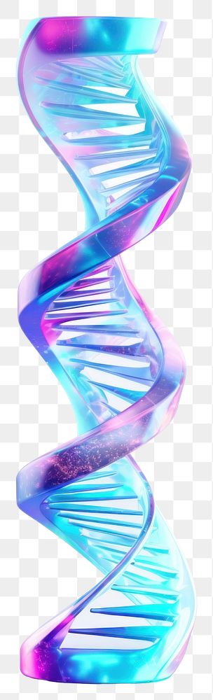 PNG 3d render blue dna helix sequence white background education research.