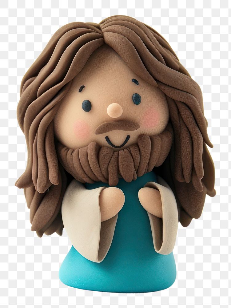 PNG Clay 3d jesus figurine toy white background.