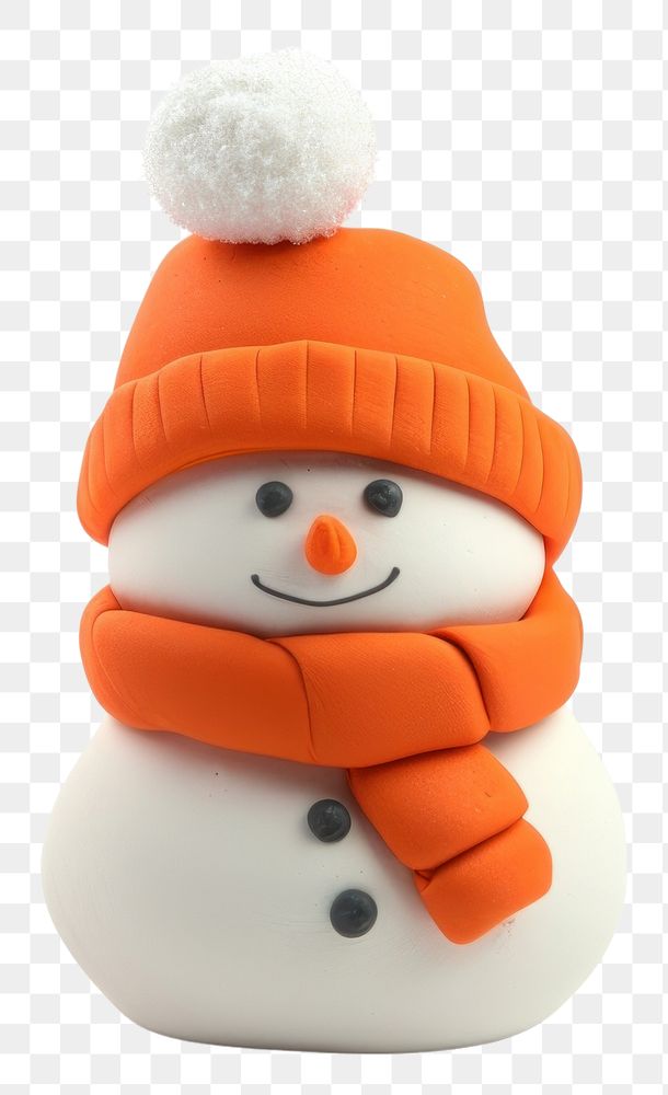 PNG Clay 3d snow cap snowman winter white.