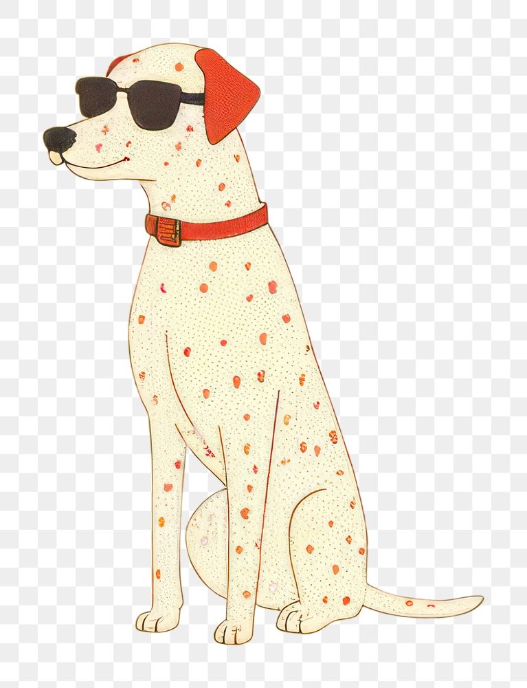 PNG A dalmatian dog wearing sunglasses on a yellow background cartoon animal mammal. AI generated Image by rawpixel.