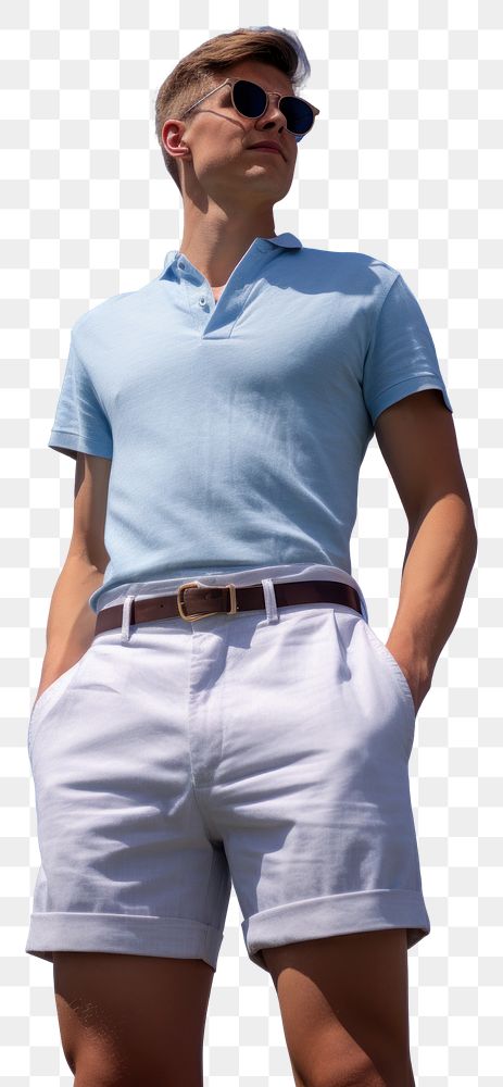 PNG A man wearing blank seersucker bermuda shorts shirt adult blue.
