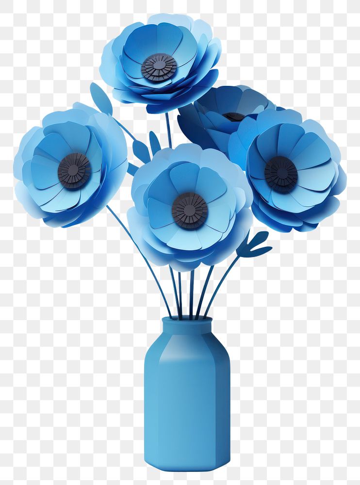 PNG Exotic blue flower plant vase art.