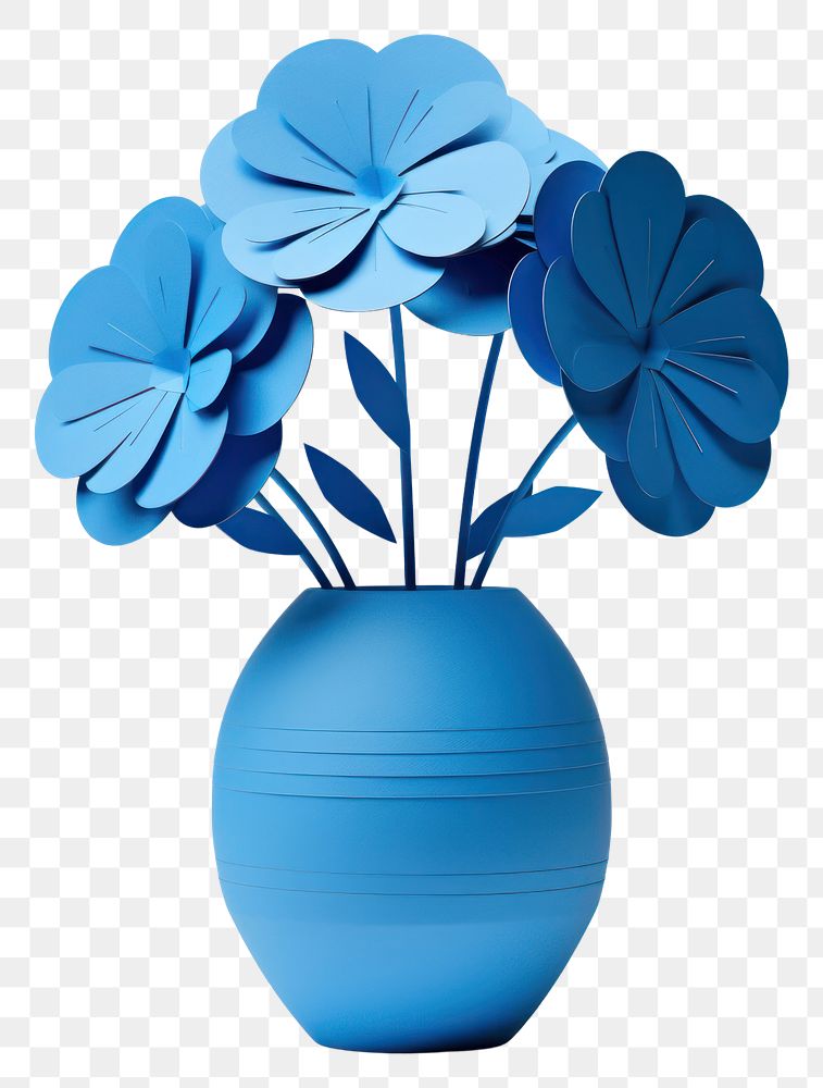 PNG Exotic blue flower craft plant vase.