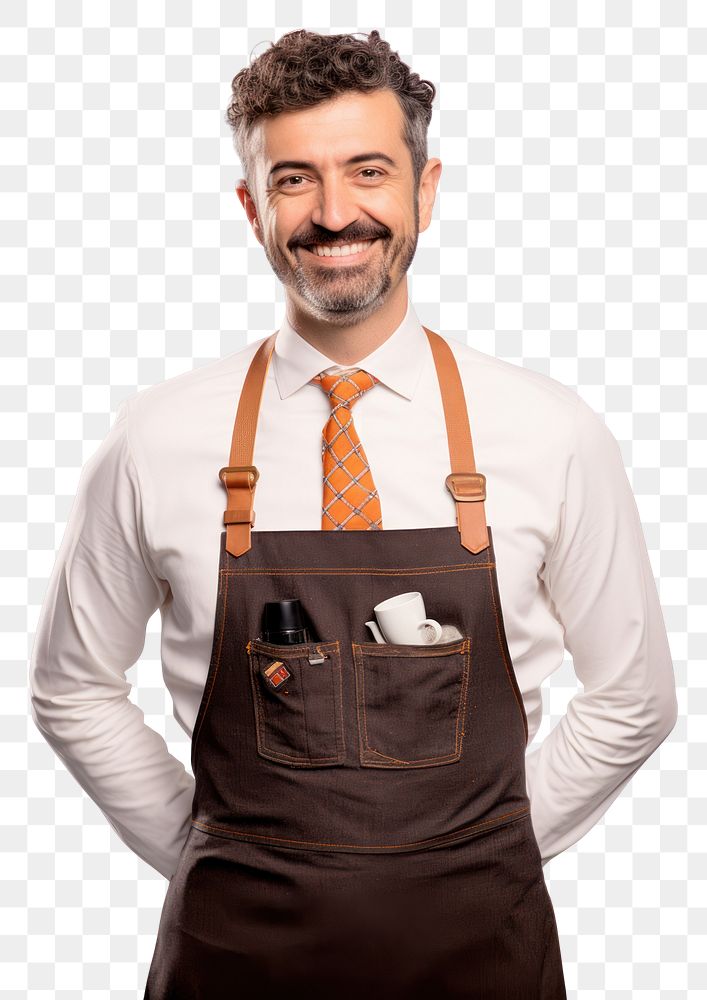 PNG A barrista apron adult white background.