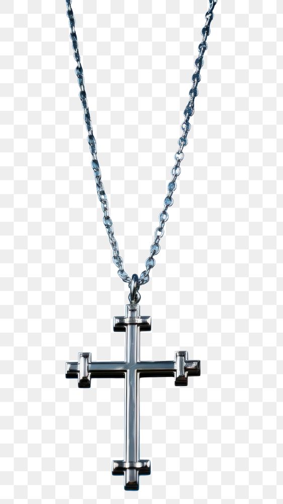 PNG  A sterling silver cross necklace pendant jewelry symbol.