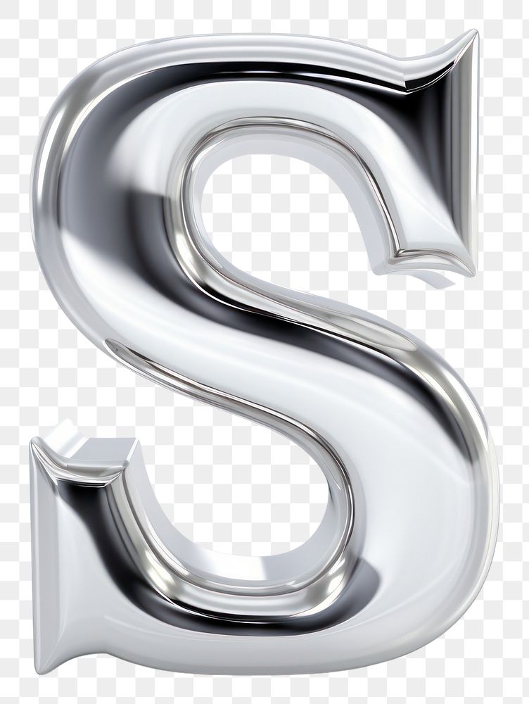 PNG S letter shape Chrome material number text white background.