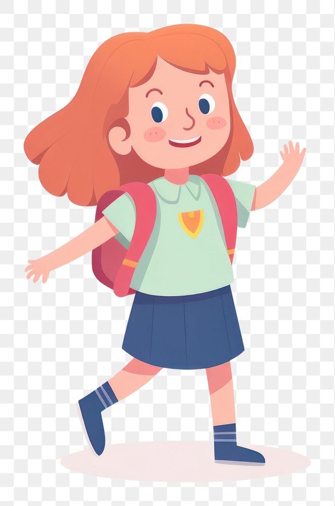 PNG Female Student happy cartoon cute white background.