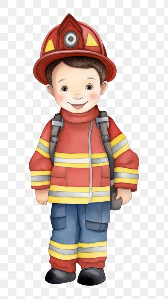 PNG Kid wearing firefighter outfit hardhat helmet cute. AI generated Image by rawpixel.